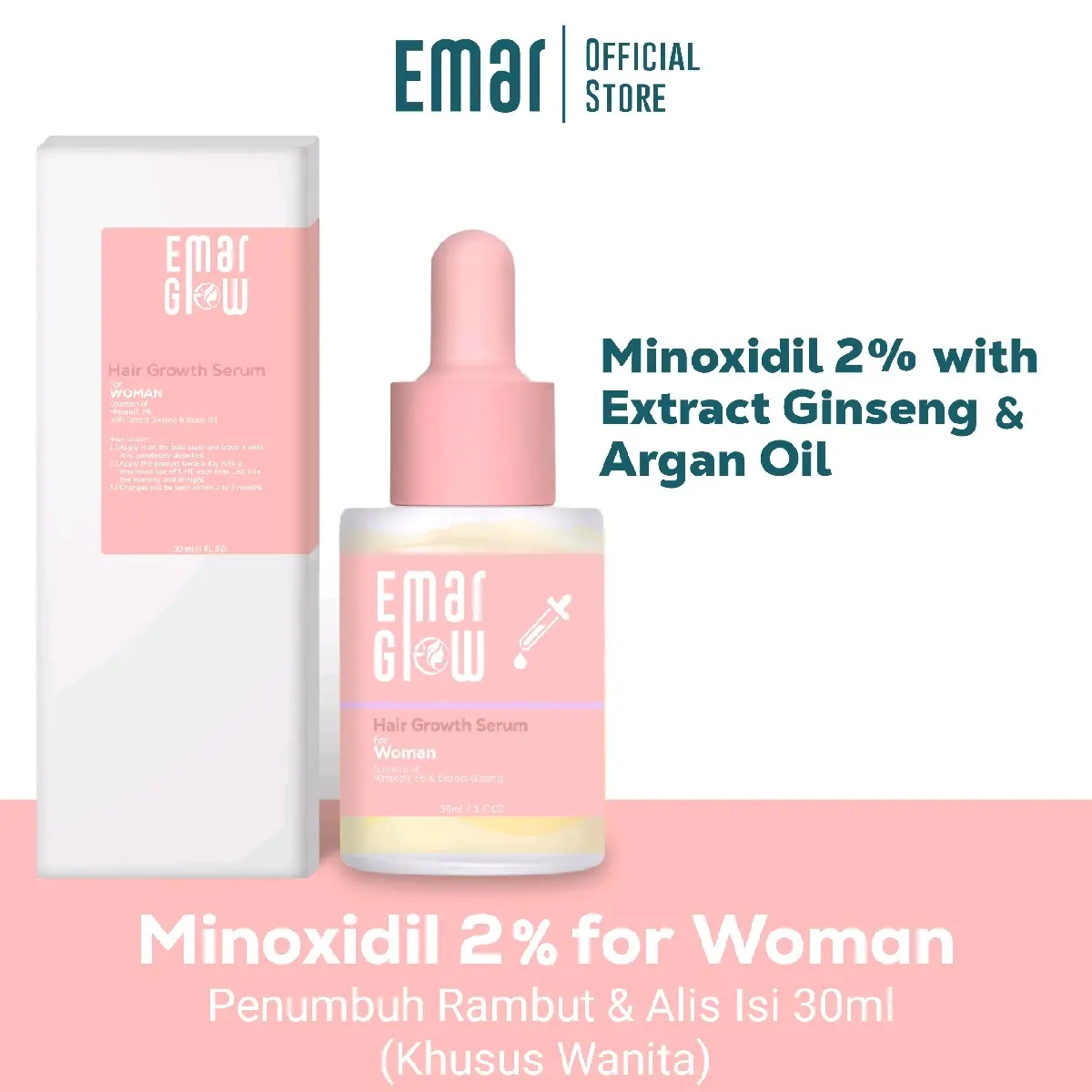 Minoxidil 2% Khusus Wanita with Extract Ginseng & Argan Oil