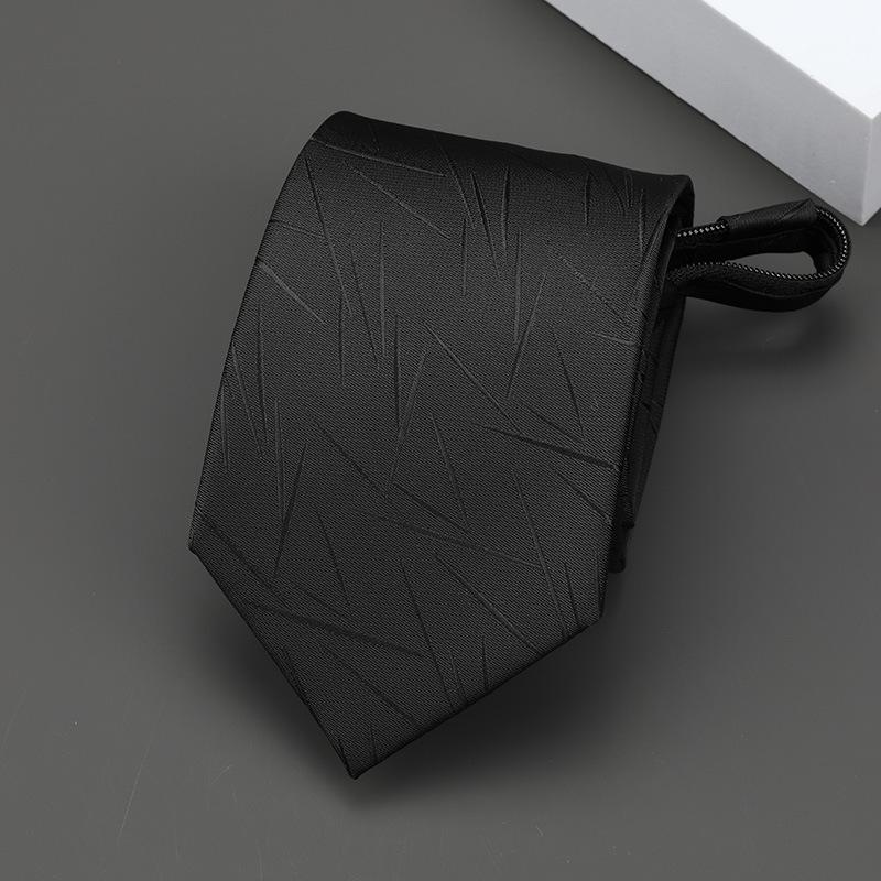 Product Introduction of Business Zipper Tie Men's and Women's Formal Wear Black Bridegroom Wedding Korean Style Narrow Lazy People No Stripes 11