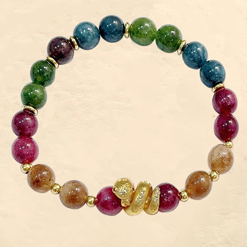Fashion Natural Color Tourmaline  Bracelets Women's Light Luxury  Snake Beaded Bracelet Birthday Party  Gift 0