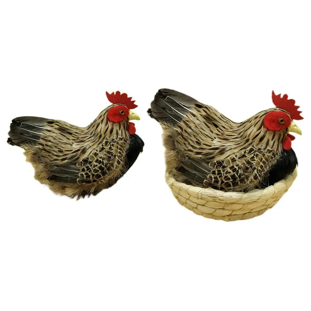 Chicken Simulation Model Garden Statue Outdoor Decor Artificial Feather Prop Simulation Hen Figurine for Store Yard Farm Home