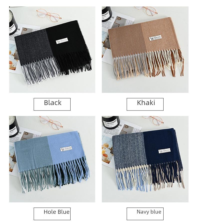 Product Introduction of New Plaid Scarf Women's Japanese and Korean Style Sweet Warm Scarf Fashion Shawl Autumn and Winter Artificial Cashmere Scarf enamel  pins selendang  bahu  klasik 8