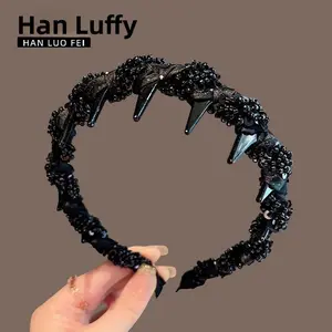 Ikat rambut ringan mewah wanita 2025 baru berbulu tinggi jepit rambut tengkorak cuci muka ikat kepala kelas atas