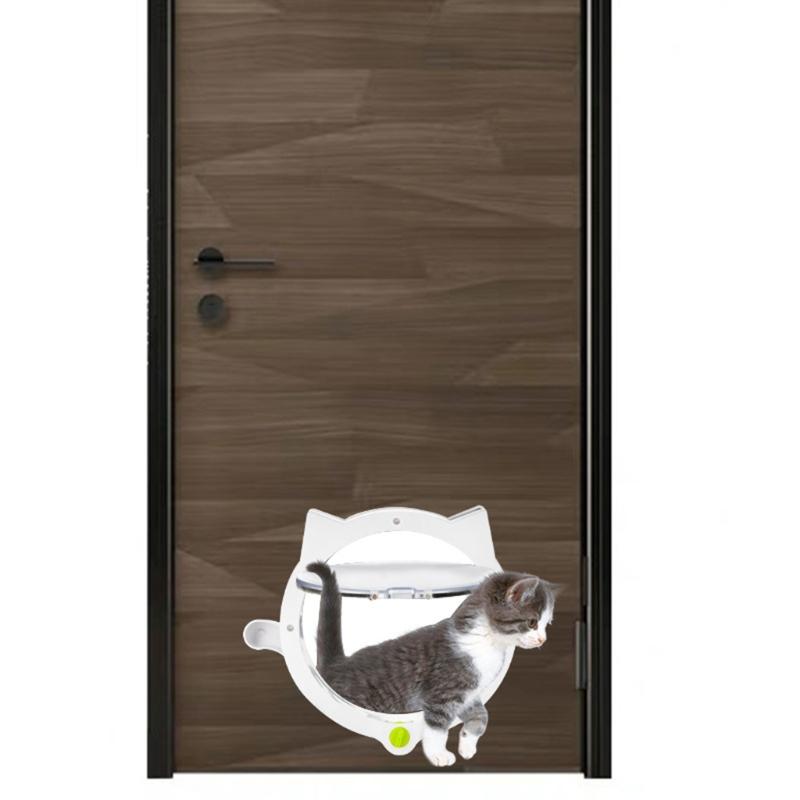 Product Introduction of Lovely Small Round Cat Door with 4-way Lock Plastic Window Lockable Cat Crates Safe Dog Gate Access Pet Supplies Pet Supplies 9