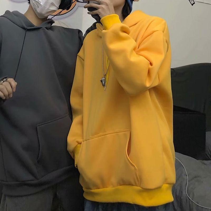Sweater Bertudung, untuk Lelaki, Dilapisi Bulu, Tebal, Bergaya, Saiz Besar, Longgar, Gaya Kasual, Warna Pepejal, Sesuai untuk Musim Luruh dan Musim Sejuk, Hoodie, 2024 Ketibaan Baru 1