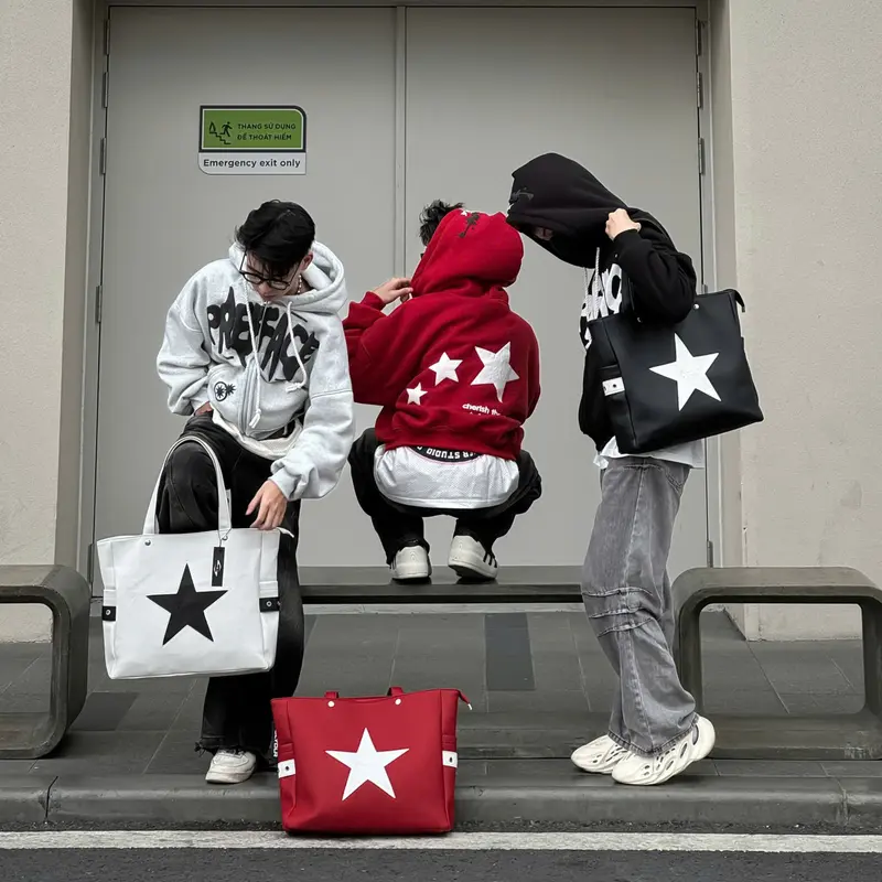 Túi TOTE DA star unisex Slyour Bag, chất liệu da pu, vừa lap 16inch ( V3 ) khóa kéo Nam Nữ Hình Chữ Nhật tui  deovai cloud  tote bag Nhung  có thể mở rộng hàn quốc (SV3) 1