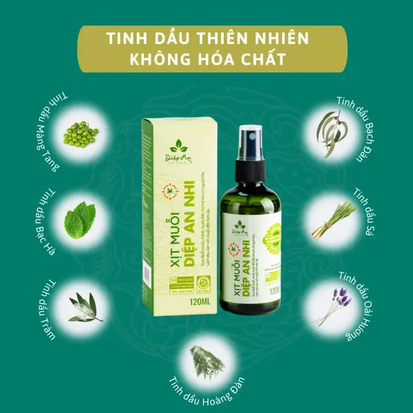 Xịt muỗi thảo dược Diệp An Nhi Đuổi Muỗi 120ml, an toàn lành tính cho bé từ 3 tháng tuổi từ tinh dầu tự nhiên 4