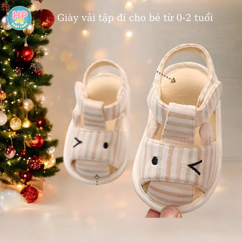 Giày tập đi cho bé trai 0 - 2 tuổi siêu nhẹ cotton mềm mại đế mềm chống trượt quai dán ngang, giày vải sandal bé trai Kem Cao Su giày búp bê đỏ capy . body oc mèo quanao tresosinh betrai tet trần sục rọ bososinh