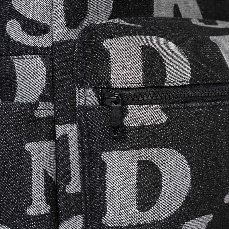 Balo DirtyCoins Letters Monogram Denim Backpack - Black Đeo Vai 5