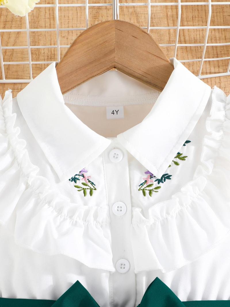 Product Introduction of Girl's Floral Embroidery Belted Dress, Cute Dress for Summer, Kids Clothes for Daily Wear 3