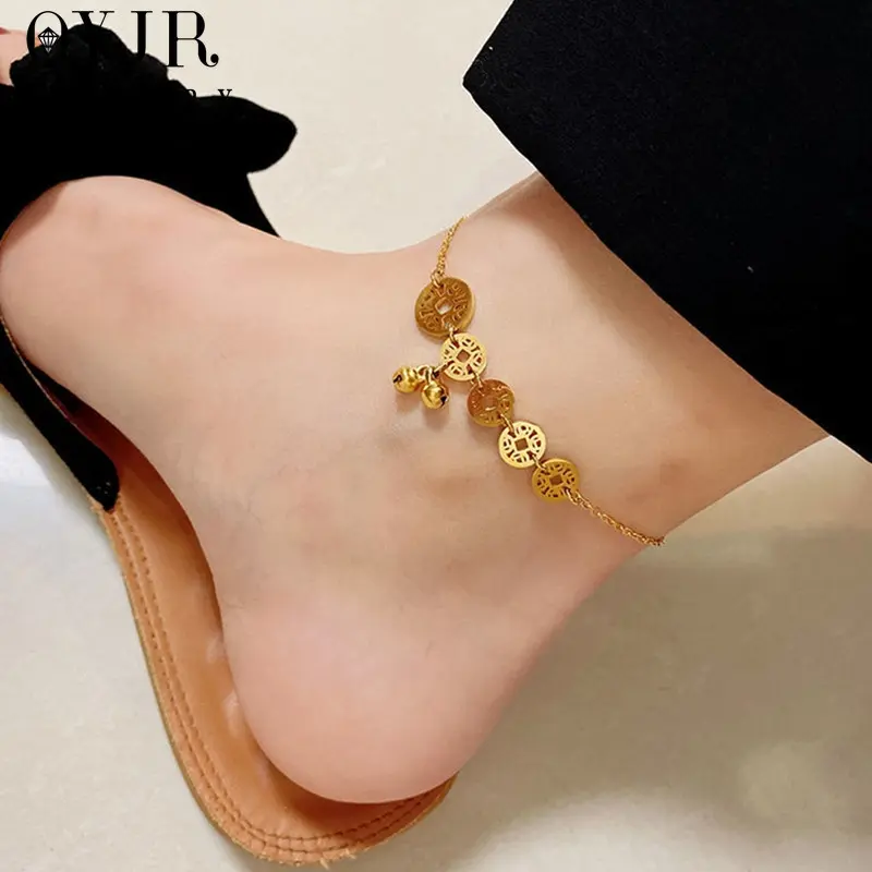 OYJR Vòng chân nữ nhỏ xinh Hình dạng đồng cổ chuông trung quốc style quà sinh nhật 0