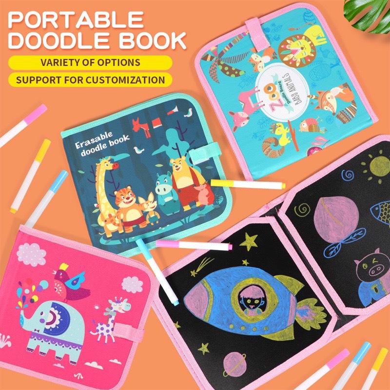  Combo Đệm Bút Viết Tay + Sổ Vẽ Tự Xóa Graffiti Phát Sáng + Bộ Phấn Nước Xóa Được + Khăn Lau - Tập Vẽ Cho Bé Tự Học Tự Chơi Thỏa Thích Cả Ngày 