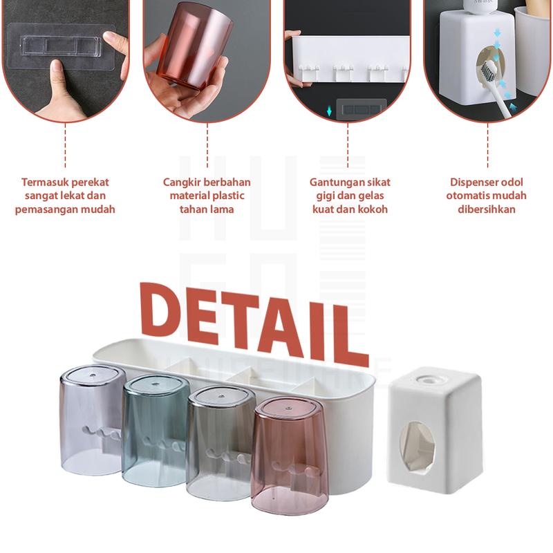 Product Introduction of HUGO Rak Sikat Gigi Tempat Sikat Gigi Dispenser Odol Rak Gantung Kamar Mandi Tempel 6
