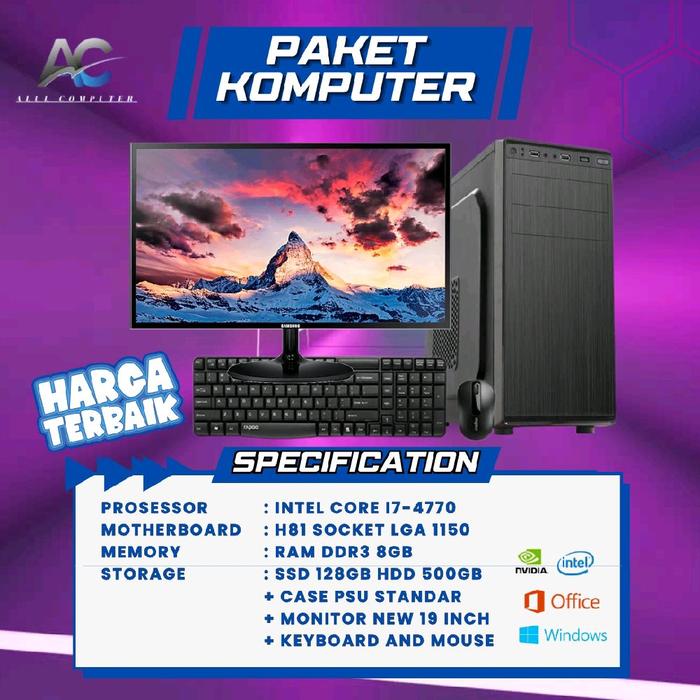 Jual PC Komputer Rakitan Fullset SERVER i7-4770/8GB/128GB/500GB/LED 19 ...