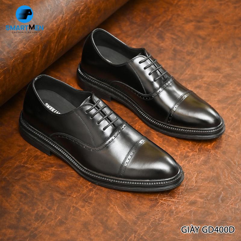 Giày tây nam oxford công sở GD400-D, thiết kế và sản xuất bởi Smartmen, kiểu dáng Oxford sang trọng, da bò cao cấp, đế cao su đúc nguyên khối có đệm khí cực êm.