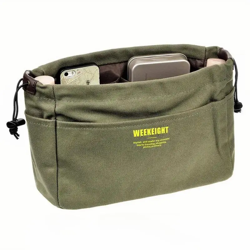 Canvas Storage Bag, 1 Count Lightweight Portable Travel Storage Bag with Drawstring, Large Capacity Inner Pocket Organizer for Indoor & Outdoor 7