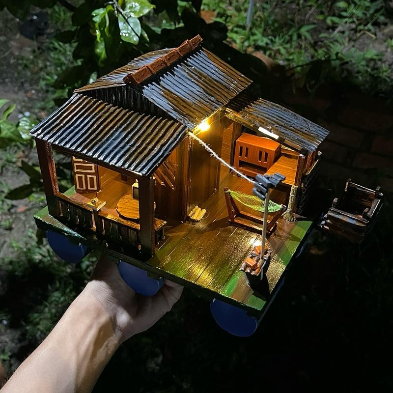 Tiểu cảnh mô hình nhà miền tây nam bộ (có đèn,không để mưa) Decor Decor Phòng 1