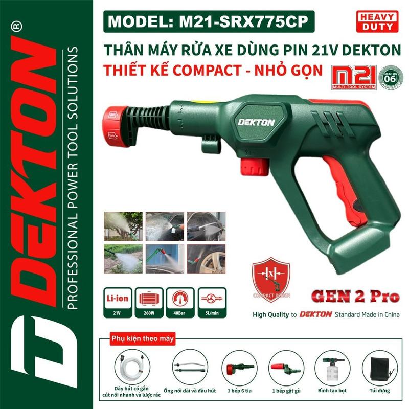 Máy xịt rửa xe dùng pin DEKTON M21-SRX775CP (Chưa có pin và sạc) máy  rửa