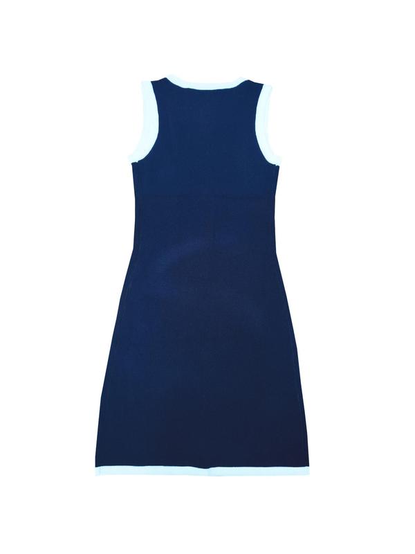 Women's Colorblock Faux Pearl Decor Button Front Pocket Tank Dress, Dresses for Women, Elegant Contrast Binding Sleeveless Round Neck Short Dress for Vacation Holiday Party, Ladies Summer Clothes, Fancy Dress, Summer Dresses 2025 7