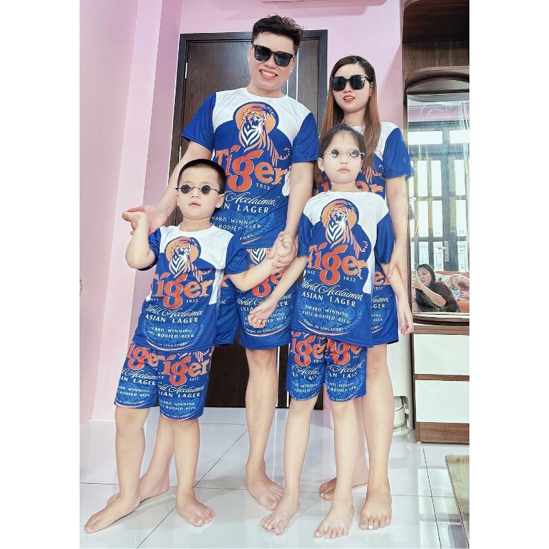 Product Introduction of Đồ bộ thể thao nam in 3D ️THUN LẠNH️ mùa hè thoáng mát,Sét quần áo mặc nhà đi chơi vải tốt hoạt tiết BIA TIGER XANH K0 33