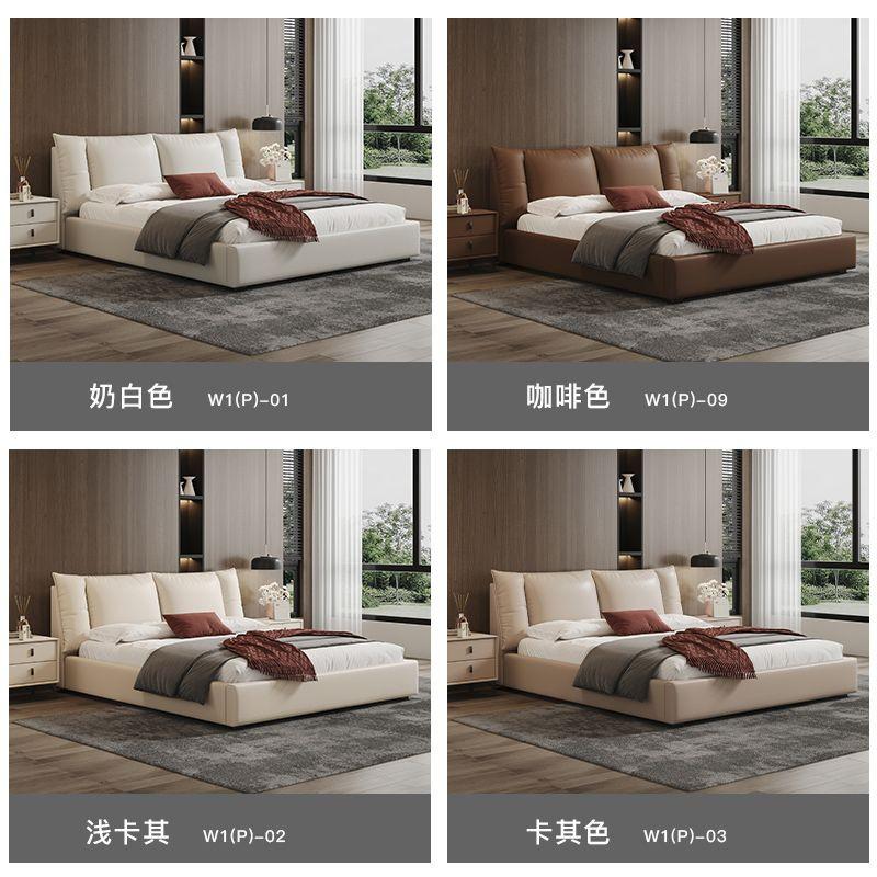 Product Introduction of leather bed  tofu block double modern master bedroom bed high-end storage high box bed 32