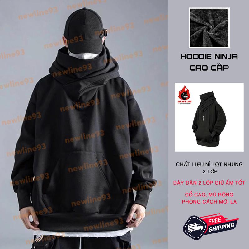Áo hoodie Cổ Cao hoodie ninja Phong Cách Đường Phố Hàng cao cấp Menswear Nam Dài Tay Đen hoodie ninja hoodie áo hoodie che mặt