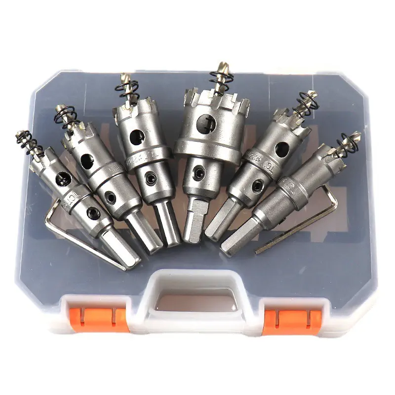 mũi khoan khoét inox, sắt , thép...6 cây KAPUS, Mũi Khoét Inox đầu hợp kim( 16 -18 - 20 - 22 - 25 - 30mm ) nguyên bộ 0
