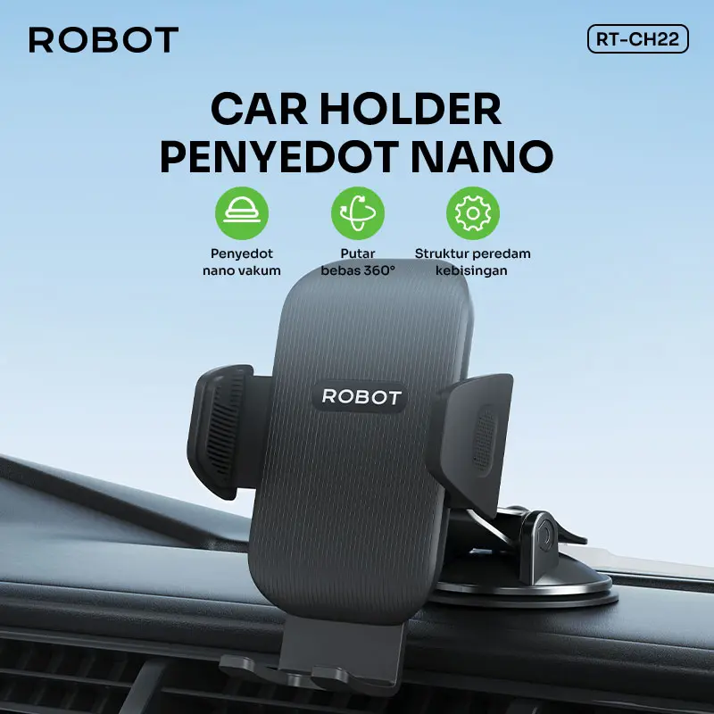 ROBOT Car Holder RT-CH22 Black Rotatable For Smartphone Backseat Car Stand Holder Garansi 1 Tahun 7