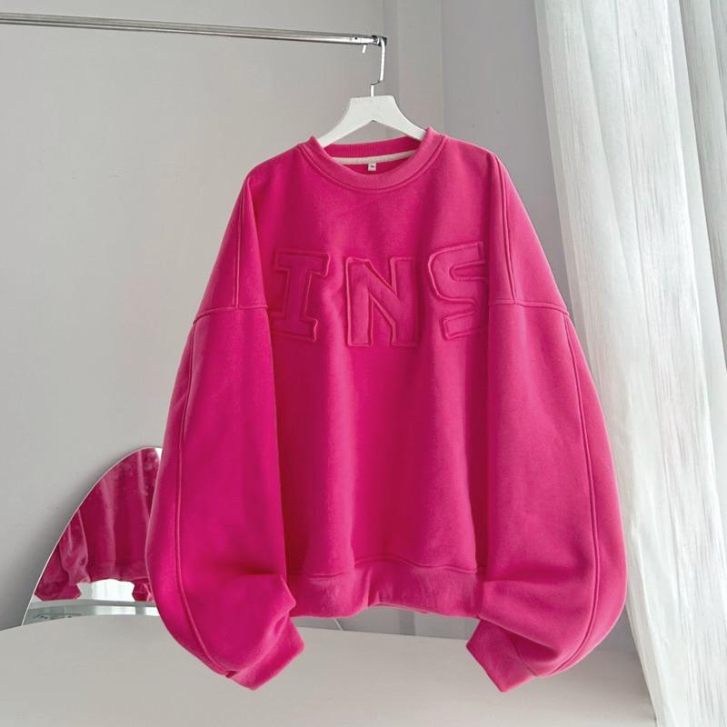  Áo sweater Nam Nữ  6 ,áo hoodie Thêu Chữ Nổi INS Form Boxy Vải Nỉ Lót Bông Dày Dặn - Dài Tay - Tre  6  
