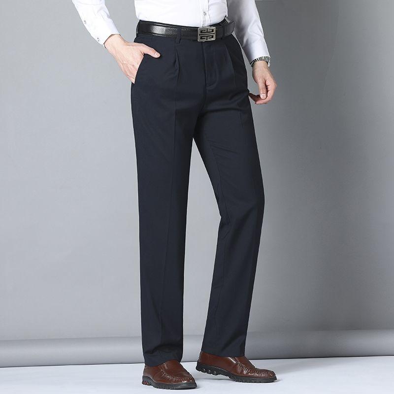 Quần Dài Nam Trung Người Già Và Cao Tuổi Quần Âu, Quần Thường Ngày Siêu Mỏng Mùa Hè, Cạp Cao, Chống Nhăn Sâu, Không Sắt, Quần Công Sở, Không Có Túi Sau, Năm 2025 Menswear Pants 0