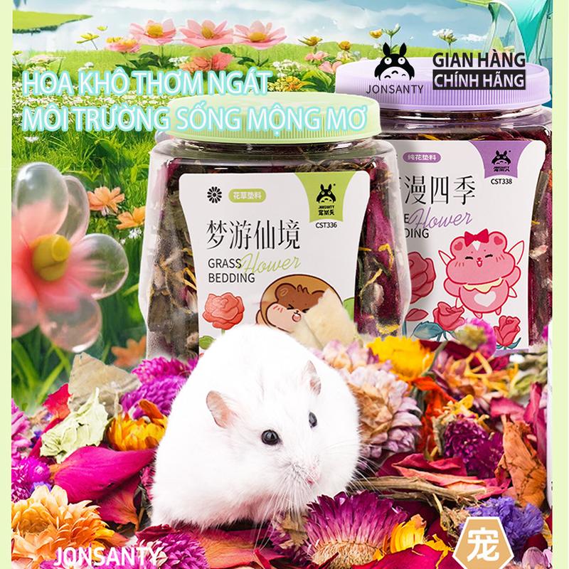 Hoa khô lót chuồng cho hamster thú nhỏ giúp thú cưng giảm nhiệt stress hương thơm tự nhiên hộp 1200ML JONSANTY
