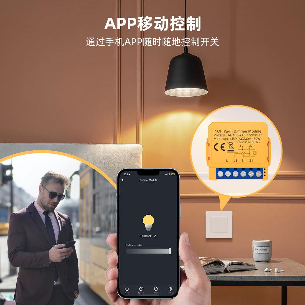Tuya Smart WiFi/ZigBee Dimming Dimmer Switch 1/2-Way Concealed Smart Switch Light Adjustment Module