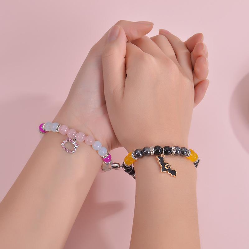 Product Introduction of spiderman bracelet, gwen and miles couple bracelet, love heart magnetic 4