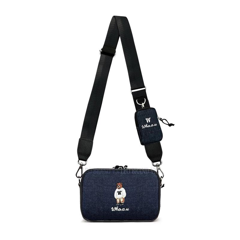 Túi Đeo Chéo Nam Nữ Thêu Gấu Steve Bear Bag Thêu Tặng Túi Kèm Nhỏ BST 2023 Kem Đeo Vai Kaki/Da