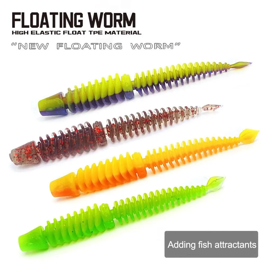 1 Pcs TPE Anti Thread Pintail Soft Bait Floating Water Anti Thread Pintail Material With Fish Attractant Light Dance Bug Soft Insect Water Surface System Road Sub Soft Bait