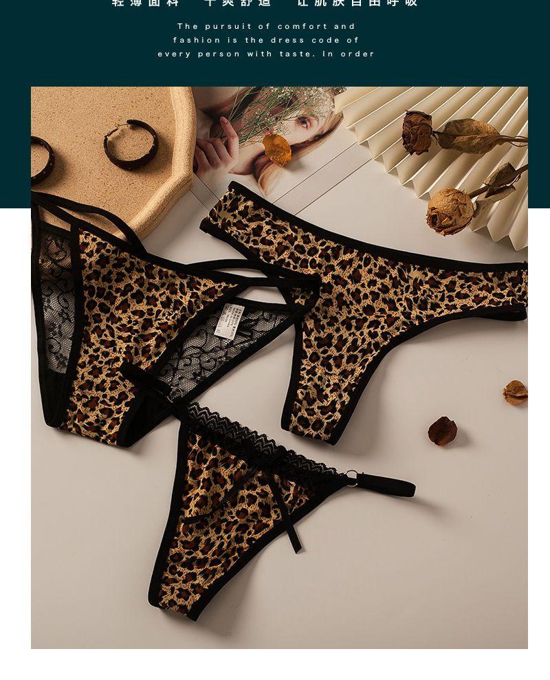 Product Introduction of Sexy Lace Seamless Underwear Temptation Hot T-Back Crotch Pure Cotton Low Waist High-Grade Leopard Print Thin T-Shaped Underwear Ladies 10