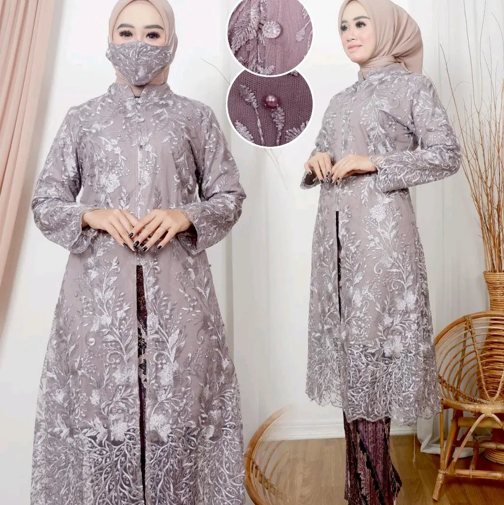 0Kebaya long tunik jumbo ld 130 cm / kebaya ibu besan jumbo / kebaya modern / kebaya wisuda / set kebaya ibu pengantin / kebaya tille / kebaya termurah / kebaya jumbo Atasan Baju