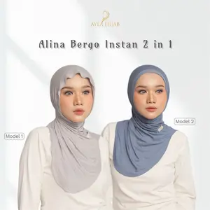 Hijab Instan Alina 2in1 Bahan Kaos Rayon