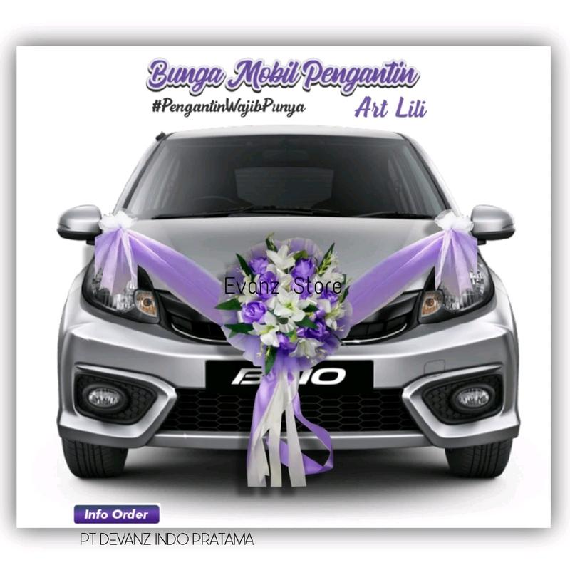 Bunga Hiasan Mobil Pernikahan Art Lili- Buket Bunga Pengantin - Bunga Mobil Pengantin - Hiasan Mobil - Aksesories pernikahan - Bunga Hadiah - Doorprize  - Bunga Mobil 0