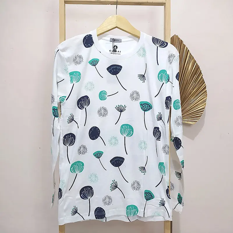 KAOS RIB LENGAN PANJANG MOTIF Basic Tee cewek 4
