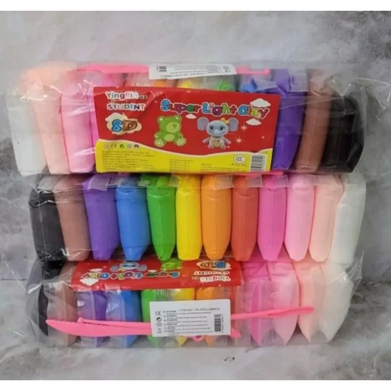 12 in 1 Clay Polymer Super Light Rainbow / Clay Warna Mainan Lilin Plastisin Clay Anak 12 in 1 Murah!