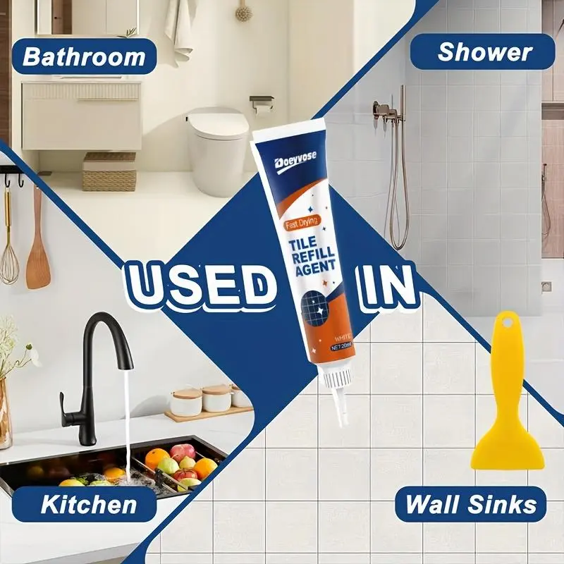 Waterproof Tile Joint Filler, 1/2 Counts Tile Joint Filler for Plastic & Wood, Gel-like Counter Sealant, Home Floor & Wall Grout Sealant 8