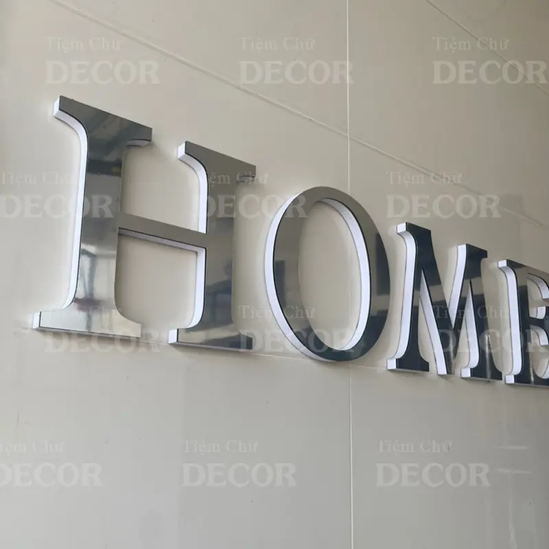 Chữ Nổi Bạc Gương 20cm T2 In Hoa Dán Tường Trang Trí Shop - Chữ Decor Biển quảng cáo Chất Liệu Fomex Alu 7