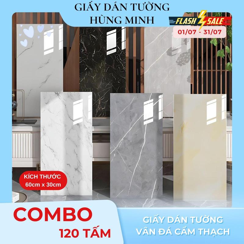 SET 120 tấm xốp dán sẵn keo PVC phủ bóng cao cấp 30x60cm chống nước chống cháy nấm mốc tường
