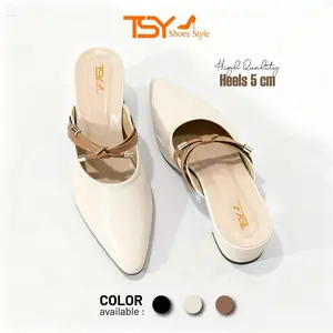 TSY Shoes Style Sepatu Heels Wanita Aura Elegance Hak 5cm Kulit Sintetis High Quality Desain Terbaru 2026 Warna Black Cream Mocca