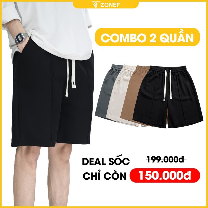 SC Quần Short Cạp Chun Có Dây Rút Unisex By Zonef Studio Nam Menswear TOP Màu Đen