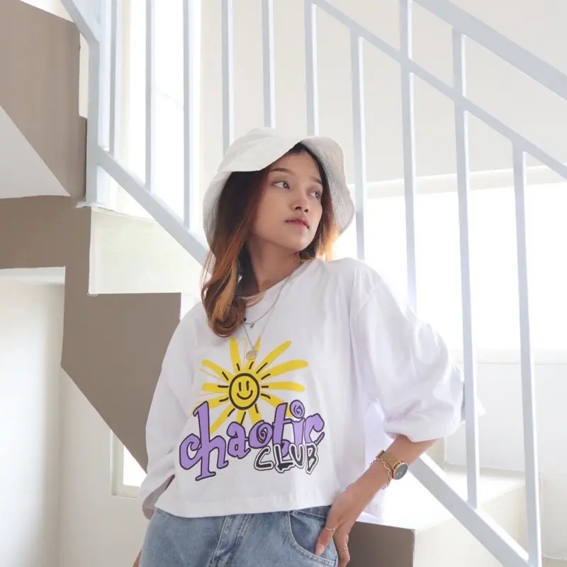 OLIVE CROP TOP T-SHIRT COTTON COMBED Baju Atasan  Kaos  Wanita 4