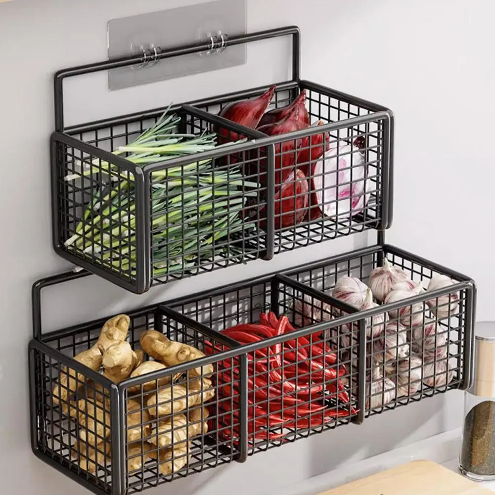 Giá Để Đồ Nhà Bếp, Đa Chức Năng, Treo Tường, Giỏ Đựng Đồ, Thích Hợp Cho Hành Lá, Gừng, Tỏi, Gia Vị, Dụng Cụ Sắp Xếp Bảo Quản, Kệ, Cho Nhà Bếp, 1 Cái Rổ