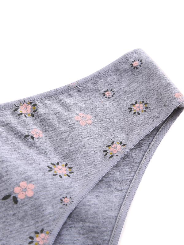 Women's 4pcs Ditsy Floral Print Panty, Soft Comfy Fit Breathable Underwear for Daily Wear, Women's Knickers for All Seasons 4