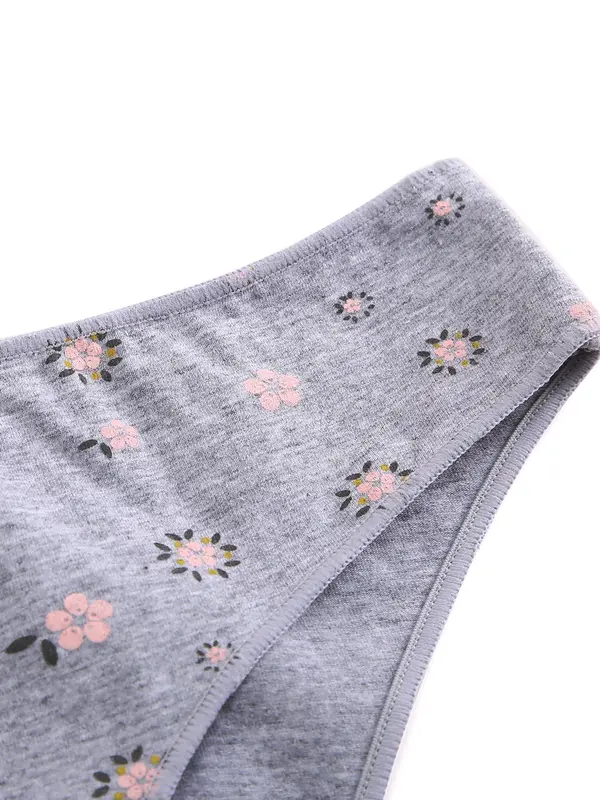 Women's 4pcs Ditsy Floral Print Panty, Soft Comfy Fit Breathable Underwear for Daily Wear, Women's Knickers for All Seasons 4