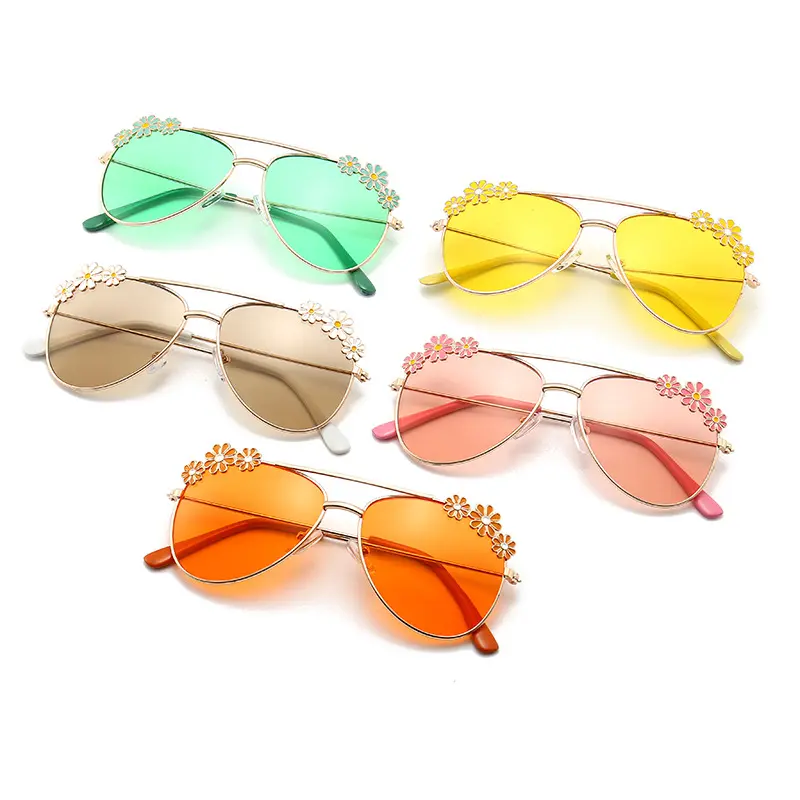 Girls Decorative Mirror Boys and Girls Seaside Vacation Glasses Bq2033 Cute Flowers Frame Kids Sunglasses